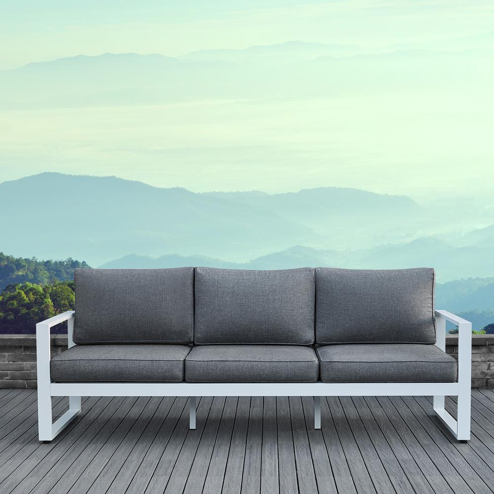 Outdoor Sofa
 Real Flame Baltic White Aluminum Outdoor Sofa with Gray