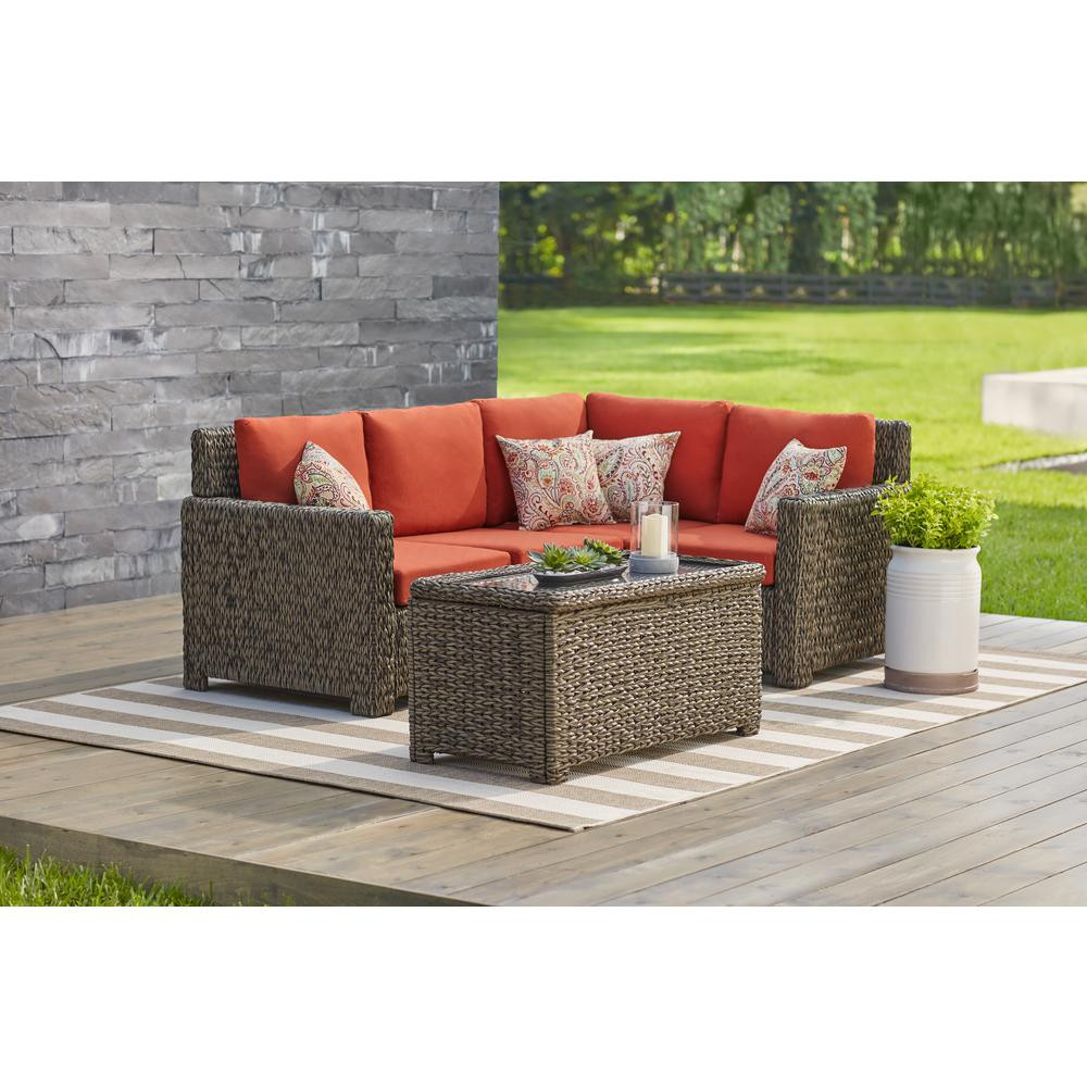 Outdoor Sofa
 Hampton Bay Laguna Point 5 Piece Brown All Weather Wicker