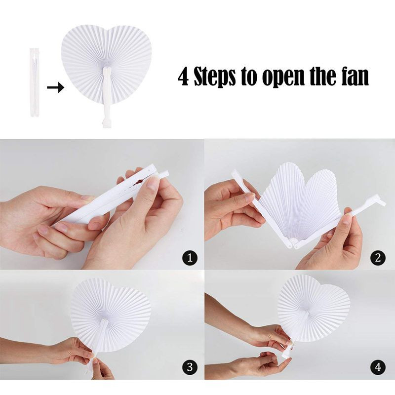 Papier Hochzeit
 Handheld Fan Papier Herzfoermige Faltfaecher fuer Fans der