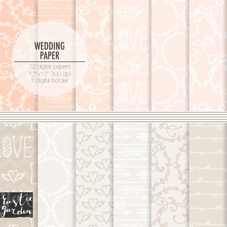 Papier Hochzeit
 Digitales Papier Hochzeit Pfirsich rosa und sand Beige