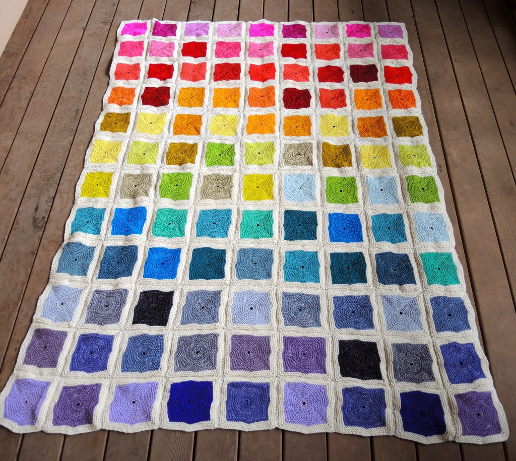 Patchwork Decke
 Patchworkdecke stricken aus bunten Quadraten