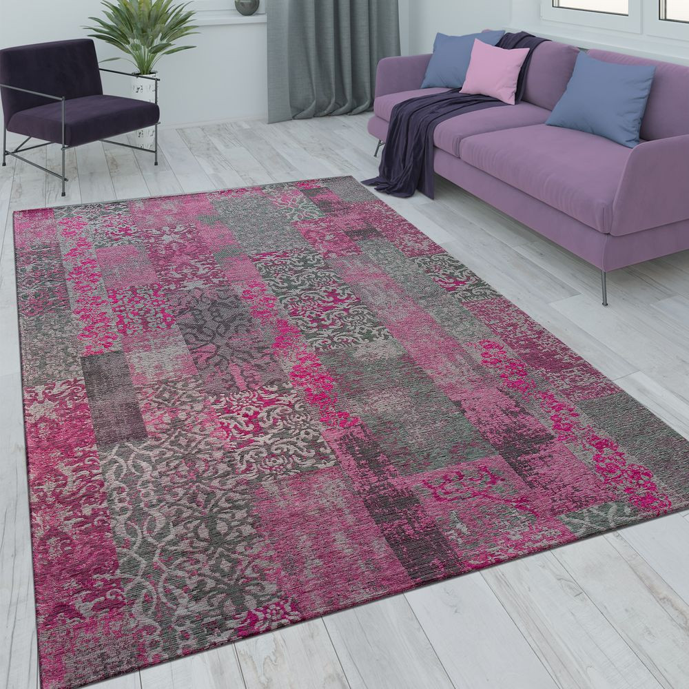 Patchwork Teppich
 Patchwork Teppich Vintage Optik Pink