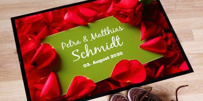 Personalisierte Fußmatte Hochzeit
 Personalisierte Fußmatte mit Namen