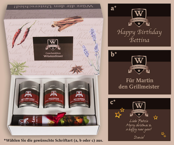 Personalisierte Geschenke
 Personalisierte Geschenke von Würzmeister