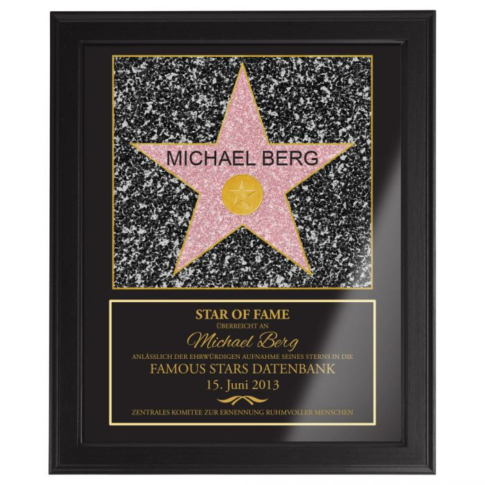 Personalisierte Geschenke
 Star of Fame personalisiertes Bild mit individueller Widmung