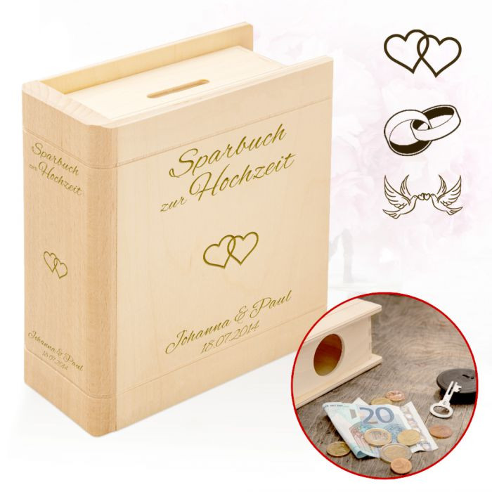 Personalisierte Geschenke Hochzeit
 Personalisiertes Sparbuch zur Hochzeit mit Namen des