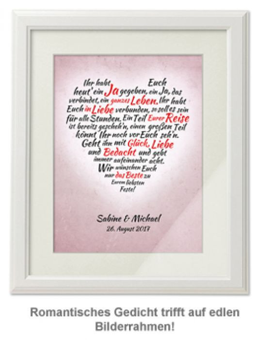 Persönliche Worte Zur Hochzeit
 Herz aus Worten personalisiertes Bild zur Hochzeit Weiß