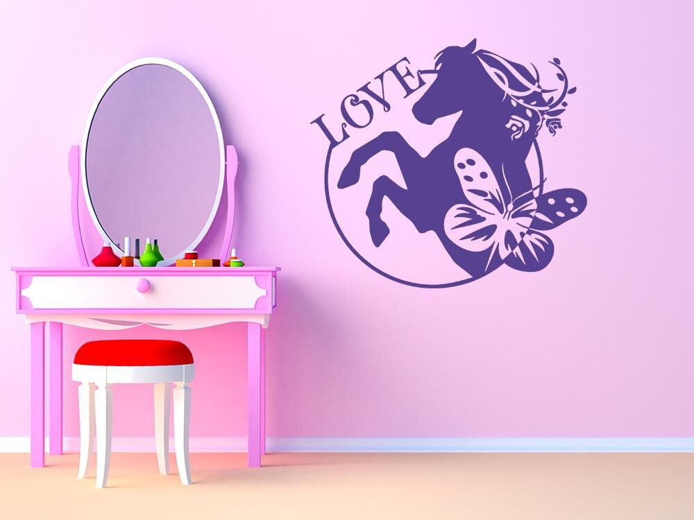 Pferd Für Kinderzimmer
 Wandtattoo Aufkleber Design für Kinderzimmer Pferd Love