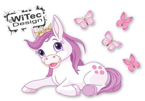 Pferd Für Kinderzimmer
 Wandtattoo Pferd Pony Prinzessin Krone Schmetterlinge