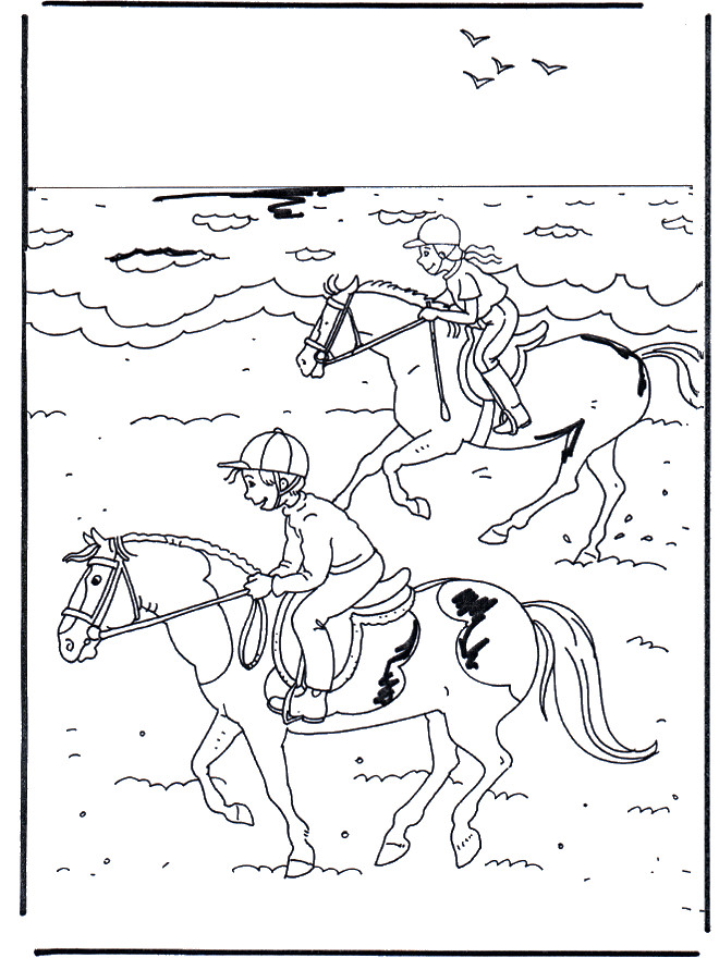 Pferde Ausmalbilder Mit Reiter
 Horseriding 2 Heste malesider