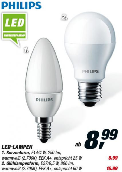 Philips Led Lampen
 Philips LED Lampen von toom ansehen