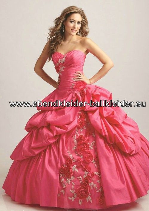 Pinkes Hochzeitskleid
 Pinkes Ballkleid Brautkleid Mit Blumen Stickereien