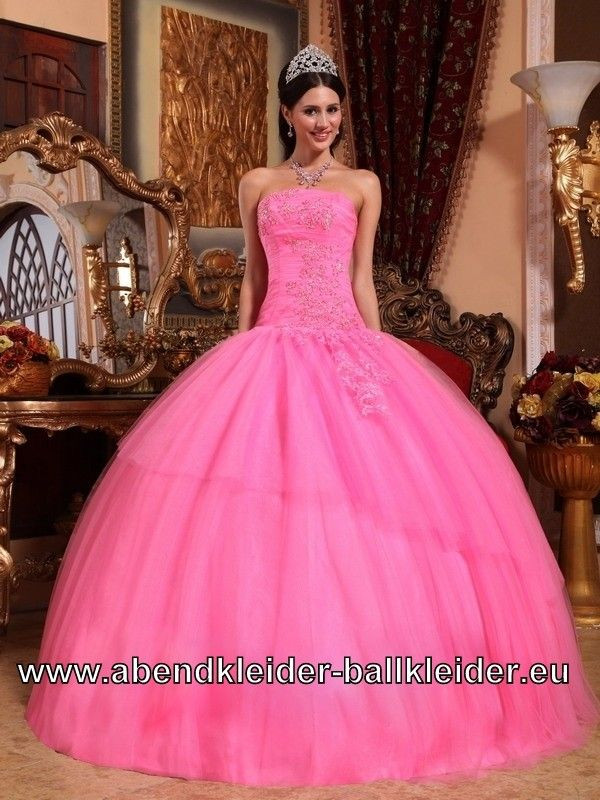 Pinkes Hochzeitskleid
 Trägerloses Pinkes Brautkleid Ballkleid Weites Abendkleid