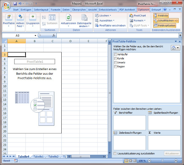 Pivot Tabelle Excel
 Pivot Tabelle in Excel erstellen