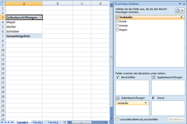 Pivot Tabelle Excel
 Pivot Tabelle in Excel erstellen