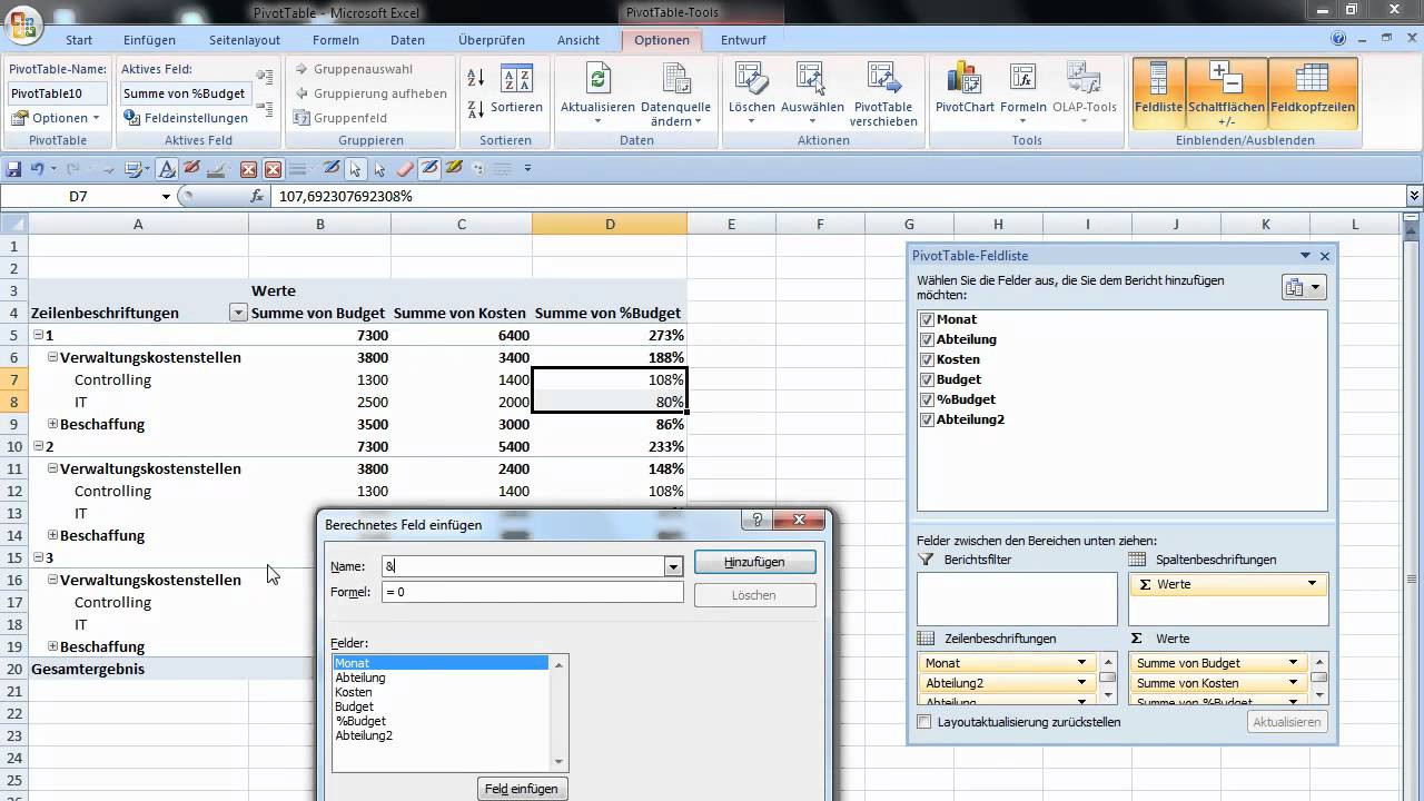 Pivot Tabelle Excel
 3 Excel Pivot Tabelle Formel einfügen