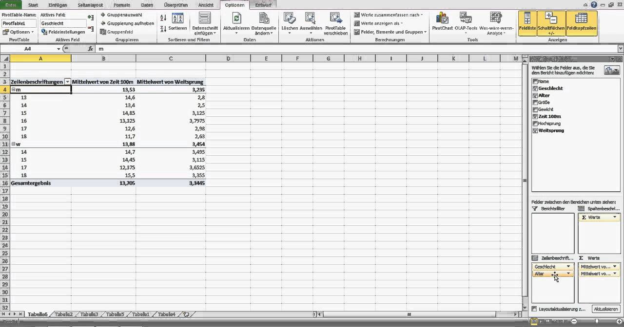 Pivot Tabellen
 Pivot Tabellen erstellen Excel für Einsteiger