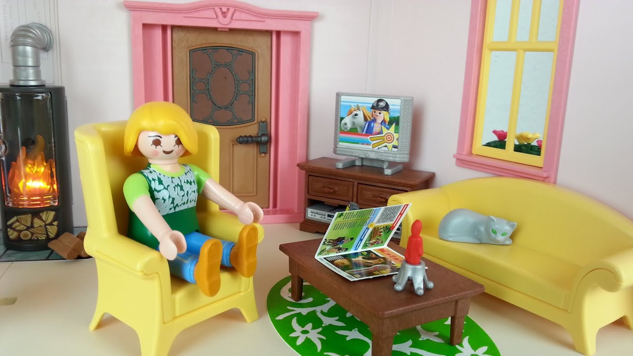 Playmobil Wohnzimmer
 Wohnzimmer mit Kaminofen 5308 für Playmobil Puppenhaus