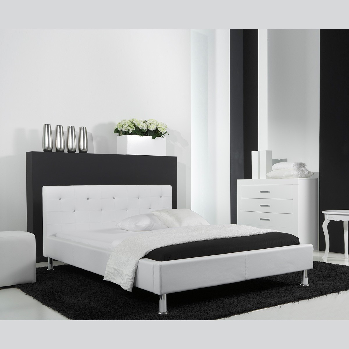 Polsterbett 140x200
 Polsterbett Kunstlederbett Bett 140x200 in Weiß mit