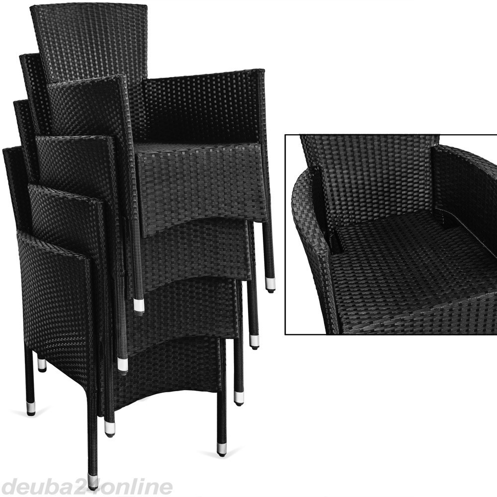 Polyrattan Stühle
 Polyrattan Sitzgarnitur 9 tlg Stühle stapelbar