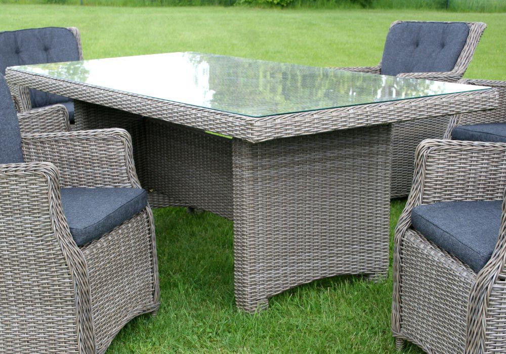 Polyrattan Tisch
 Destiny Gartentisch LUNA GRAU Esstisch 200 x 100 cm