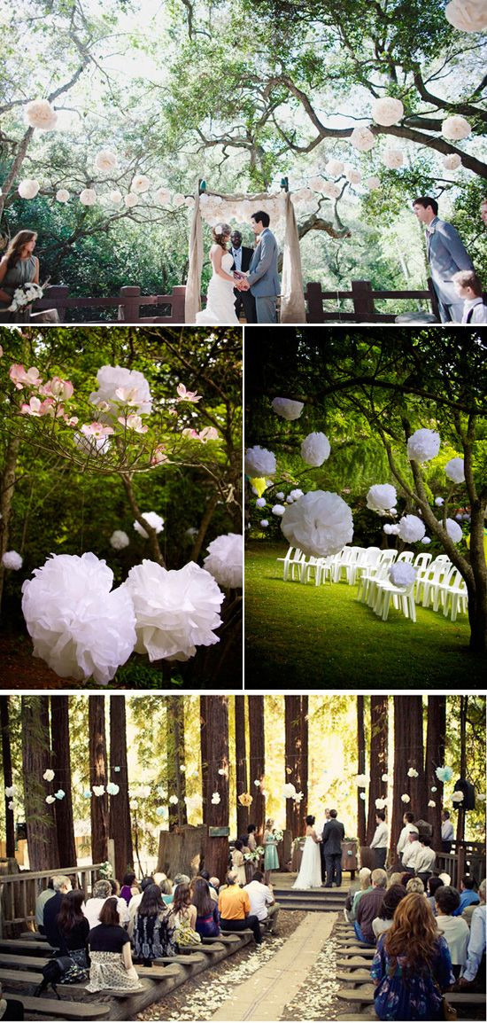 Pompoms Hochzeit
 Hochzeit draußen Wedding Natur Bäume