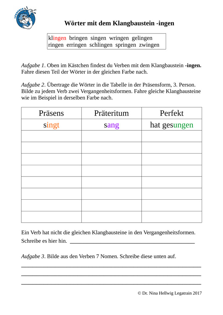 Präsens Präteritum Perfekt Tabelle
 Präsens Präteritum Perfekt singt sang hat gesungen