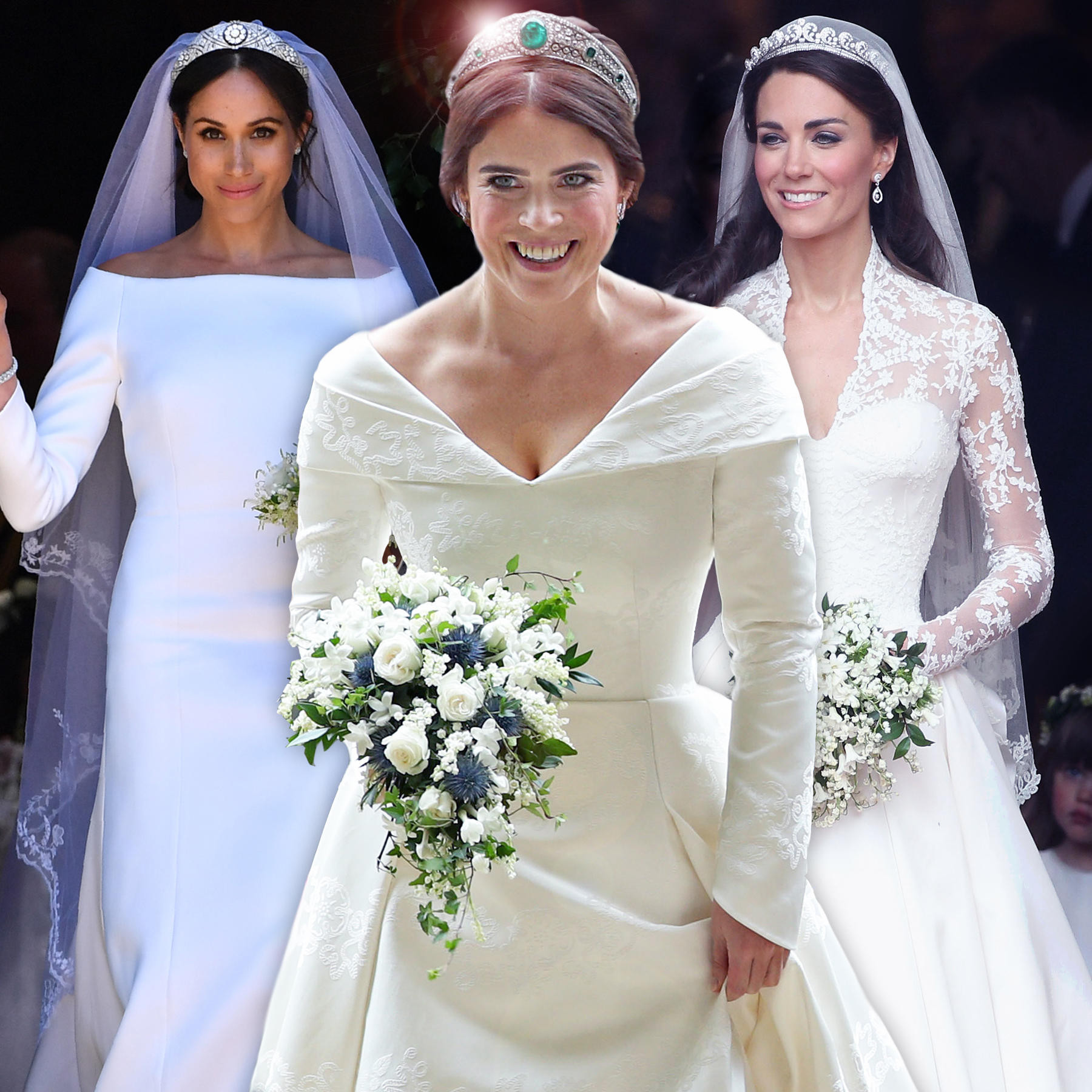 Prinzessin Kate Hochzeitskleid
 Royale Brautkleider Kate Meghan Zara Eugenie welcher