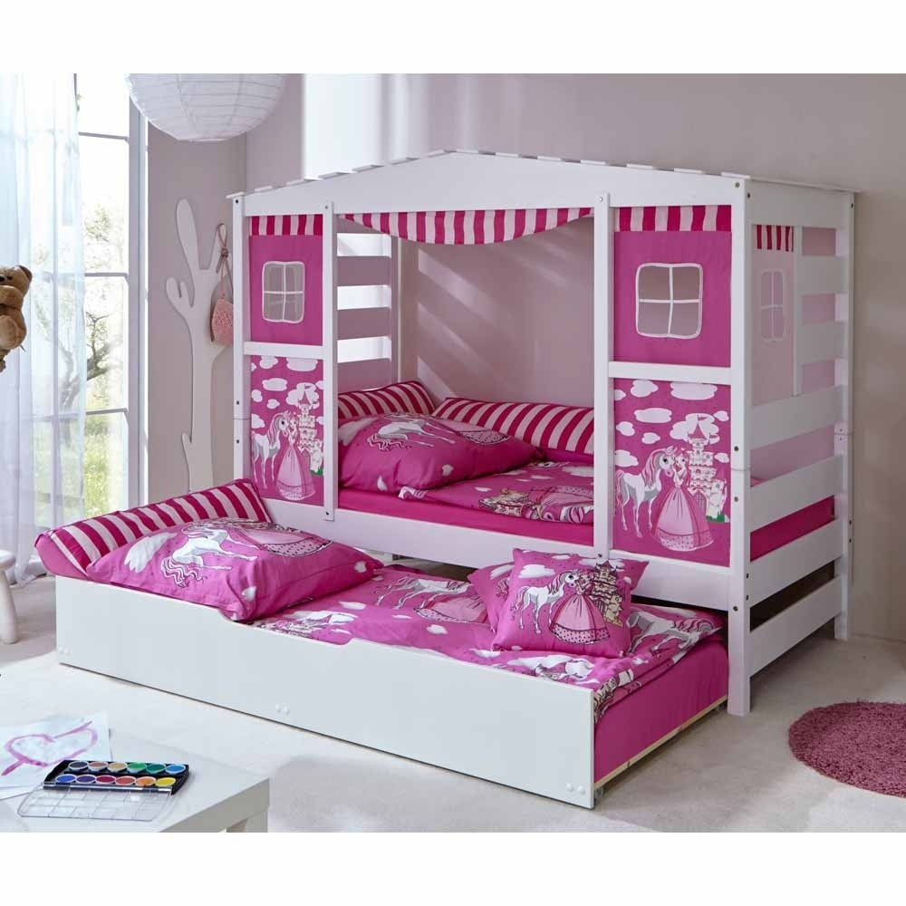 Prinzessinnen Bett
 Pinkes Prinzessinnen Bett in 90x200 cm mit Ausziehbett