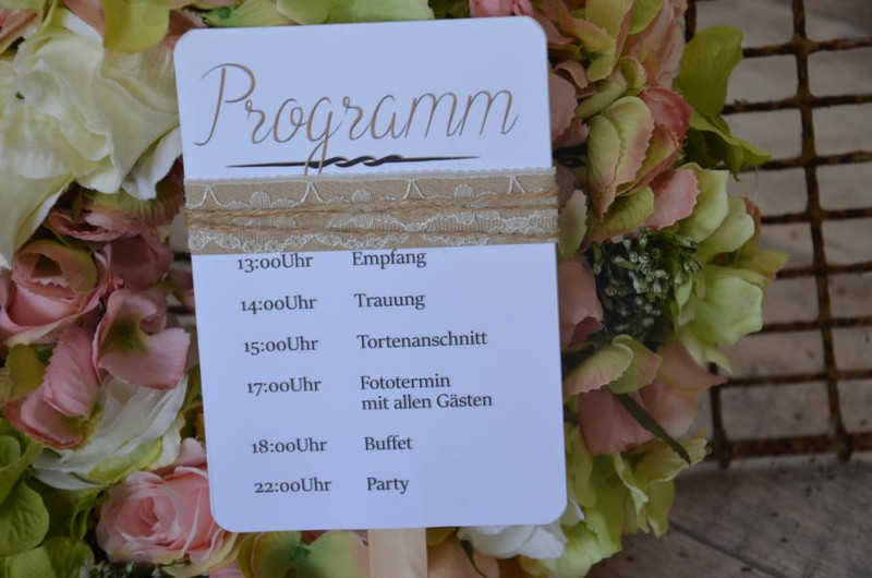 Programmheft Hochzeit
 Hochzeitskarten Fächer Programmheft Kirche Hochzeit