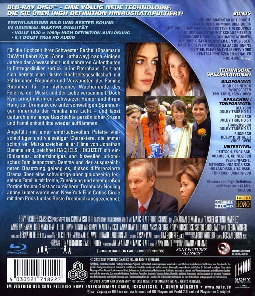Rachels Hochzeit
 Rachels Hochzeit DVD oder Blu ray leihen VIDEOBUSTER