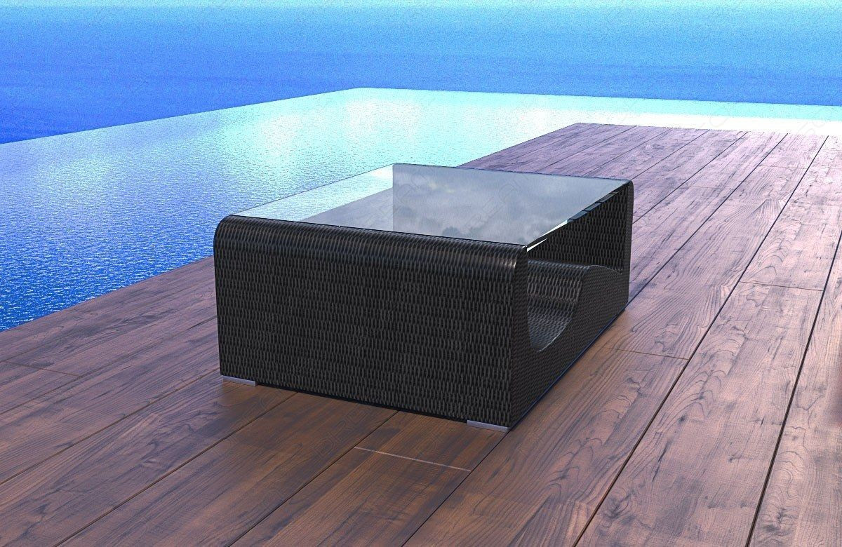 Rattan Tisch
 Rattan Tisch Wave mit Glasplatte moderne garten Loungemöbel