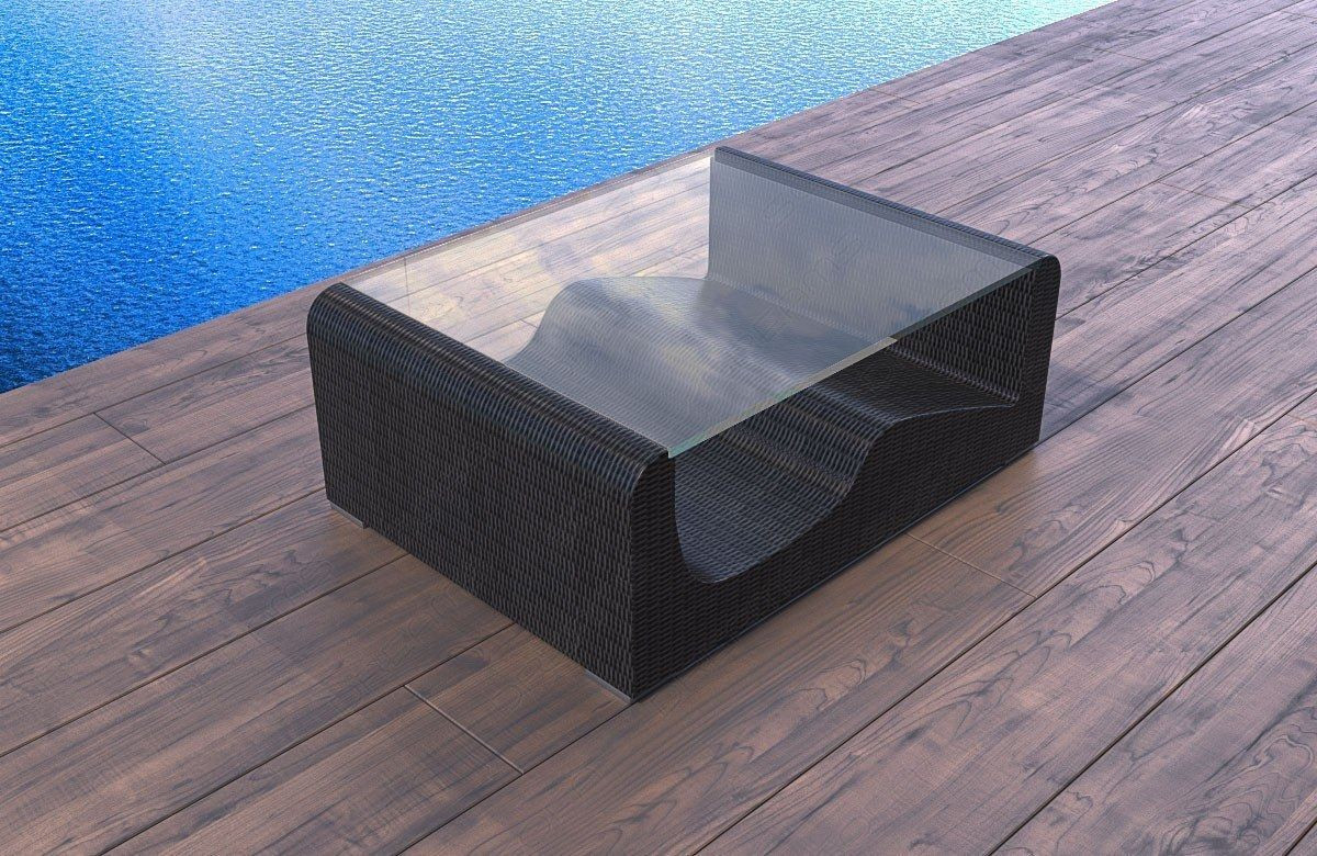 Rattan Tisch
 Rattan Tisch Wave mit Glasplatte moderne garten Loungemöbel