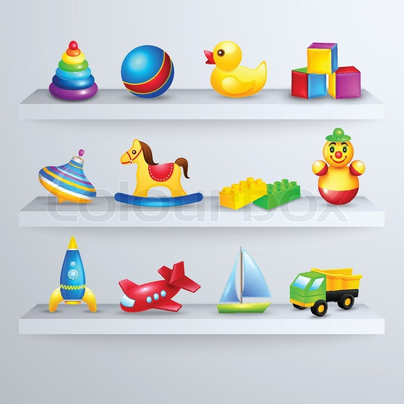 Regal Für Spielzeug
 Spielzeug Symbole Regal Vektorgrafik