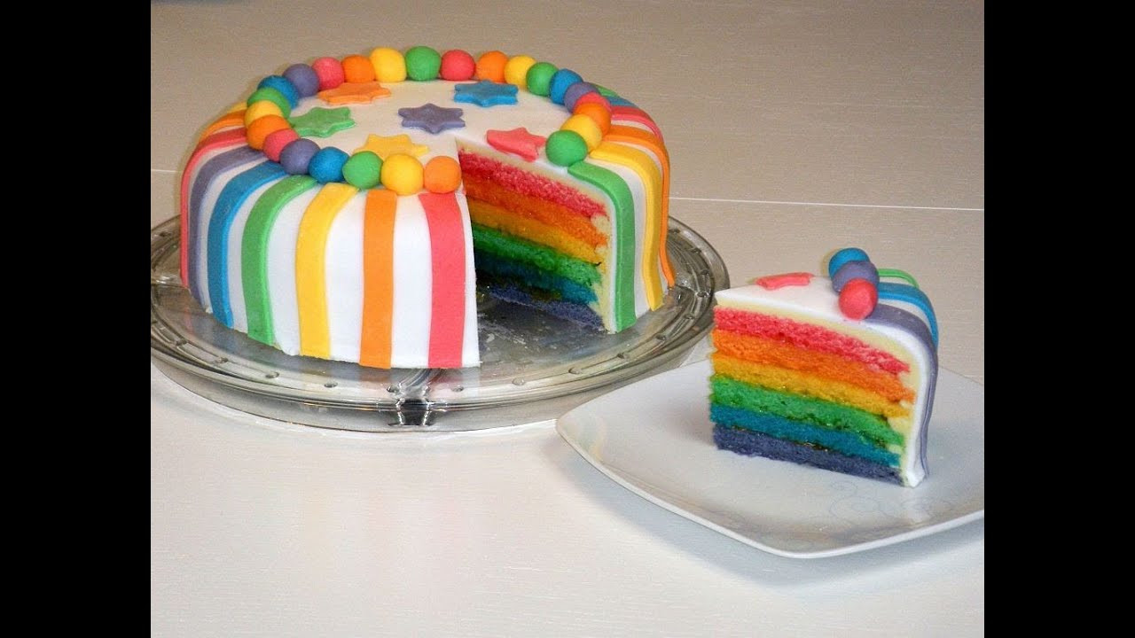 Regenbogen Kuchen
 Rainbow Cake Rainbowcake Regenbogenkuchen mit weißer