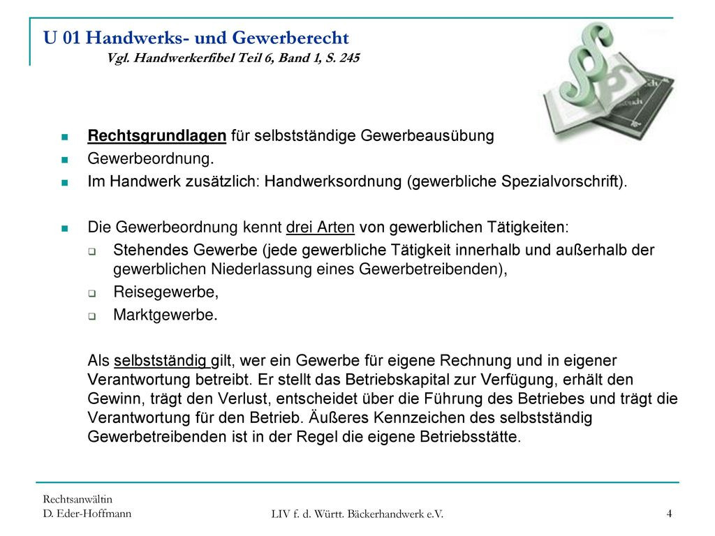 Reisegewerbe Handwerk
 Handwerks und Gewerberecht ppt herunterladen