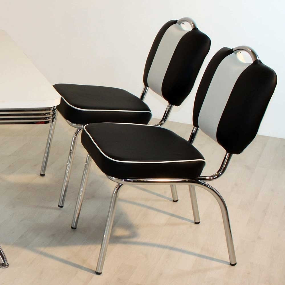 Retro Stühle
 Kunstleder Retro Stühle & Tisch in Schwarz Weiß 5 tlg