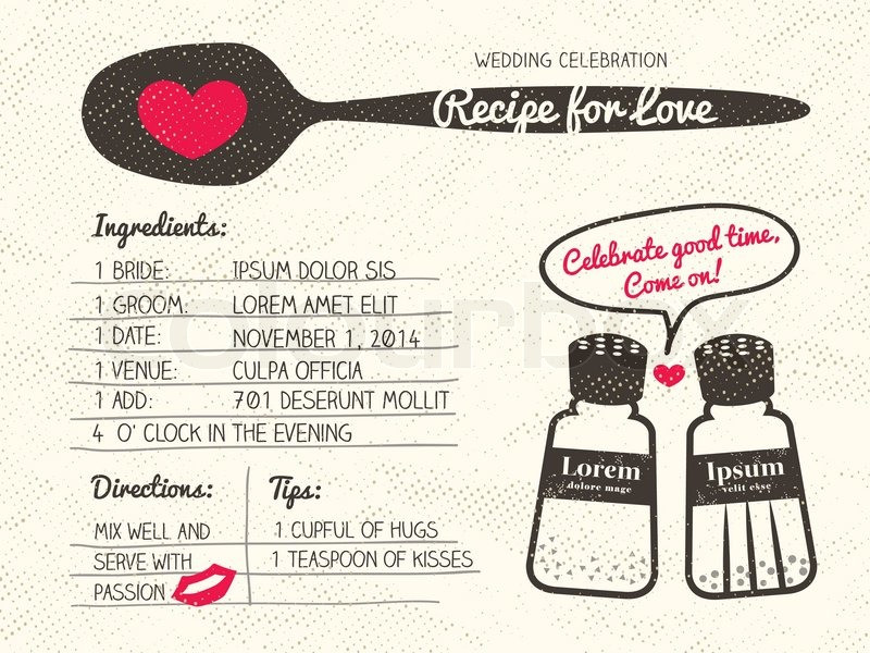 Rezept Hochzeit
 Rezept für Liebe kreative Vektorgrafik