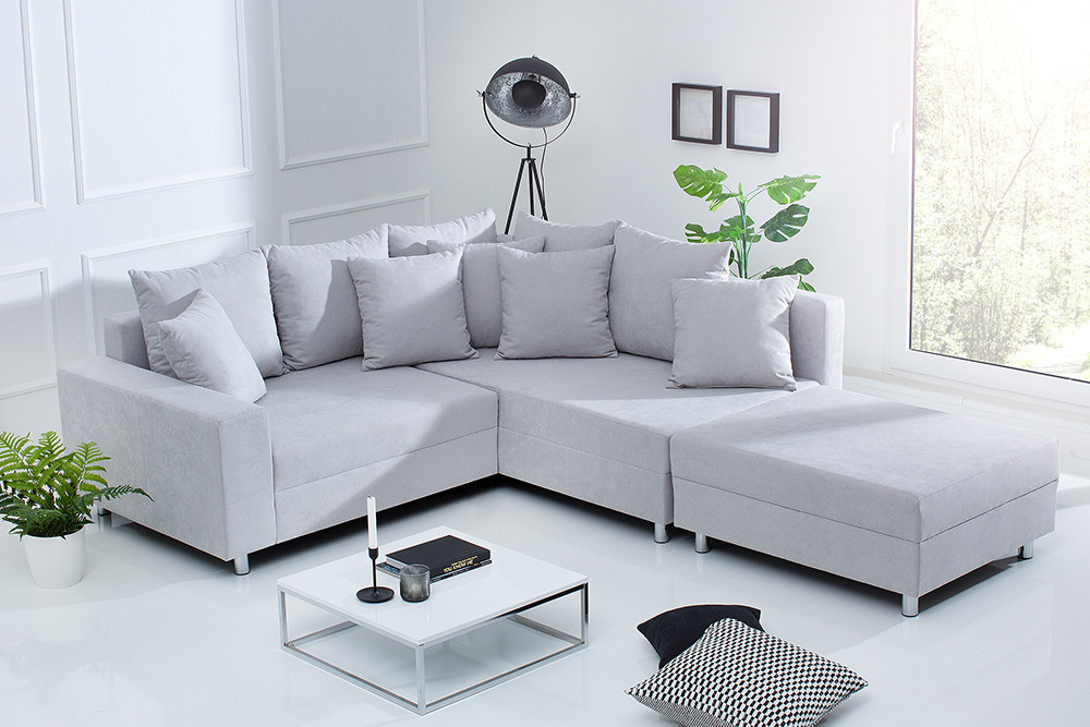 Riess Ambiente Sofa
 Design Ecksofa LOFT silbergrau Sofa OT beidseitig