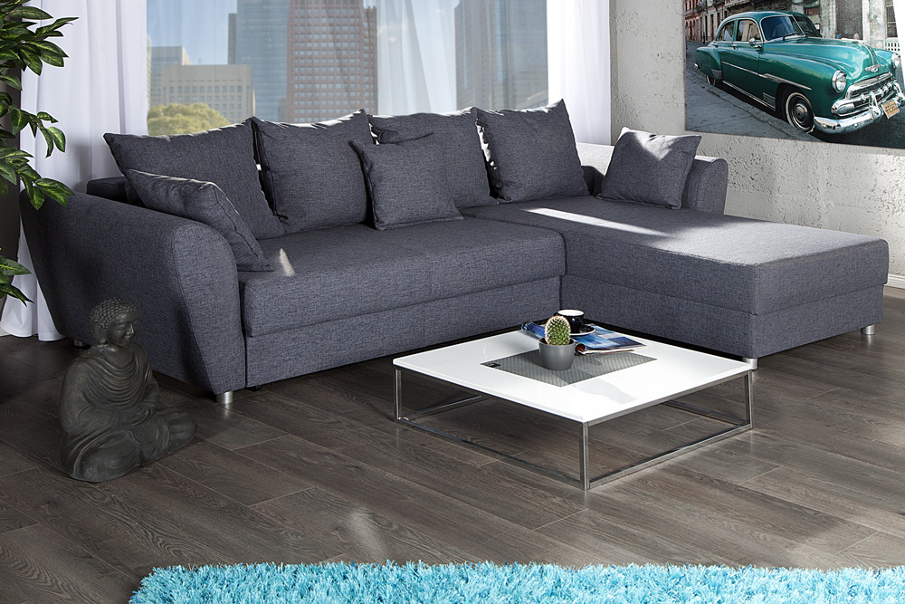 Riess Ambiente Sofa
 Ecksofa PALMA Strukturstoff mit Federkern Ottomane Couch