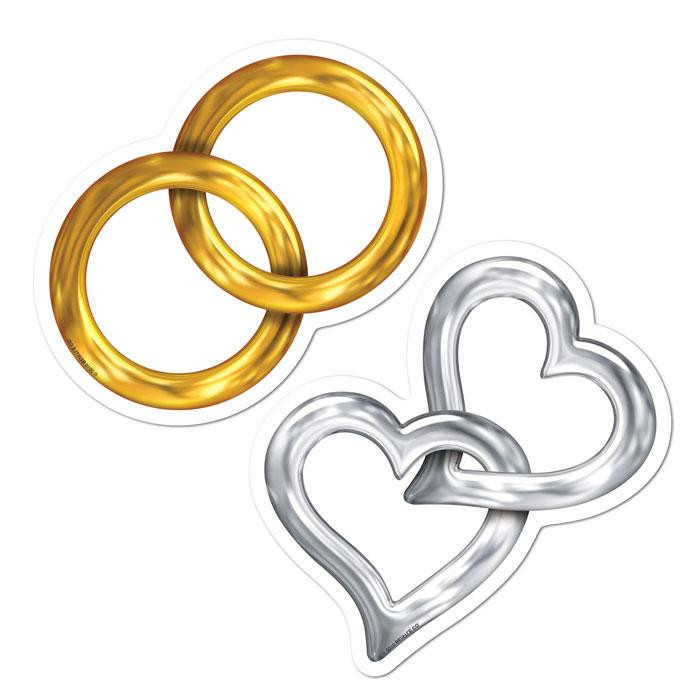 Ringe Hochzeit
 Wanddeko Hochzeit Ringe und Herzen 10 tlg günstig