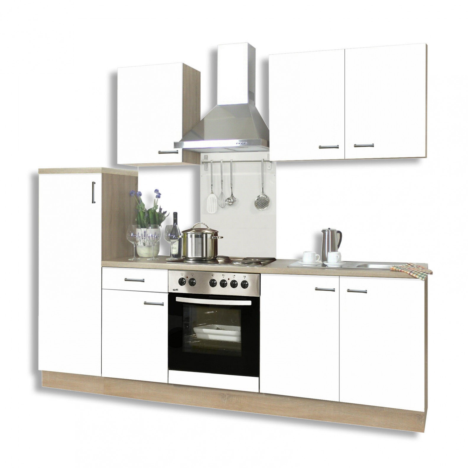 Roller Küchenblock Küchenzeile Biggi Matt Weiß Sonoma Eiche 270 Cm
 Küchenblock Ohne E Geräte — Vianova Project