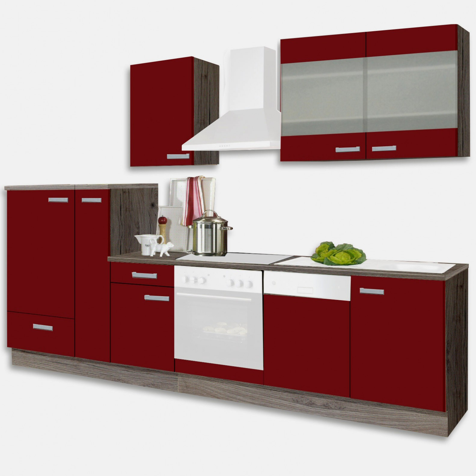 Roller Küchenblock Küchenzeile Biggi Matt Weiß Sonoma Eiche 270 Cm
 Küchenblock Ohne E Geräte — Vianova Project