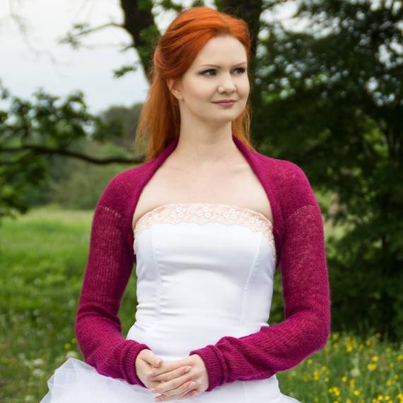 Rosa Bolero Hochzeit
 Hochzeit Bolero stricken Achselzucken Brautjungfer Kleid