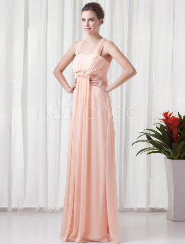 Rosa Kleid Hochzeit
 Chiffon Empire Kleid für Hochzeit mit Straps und Falten in