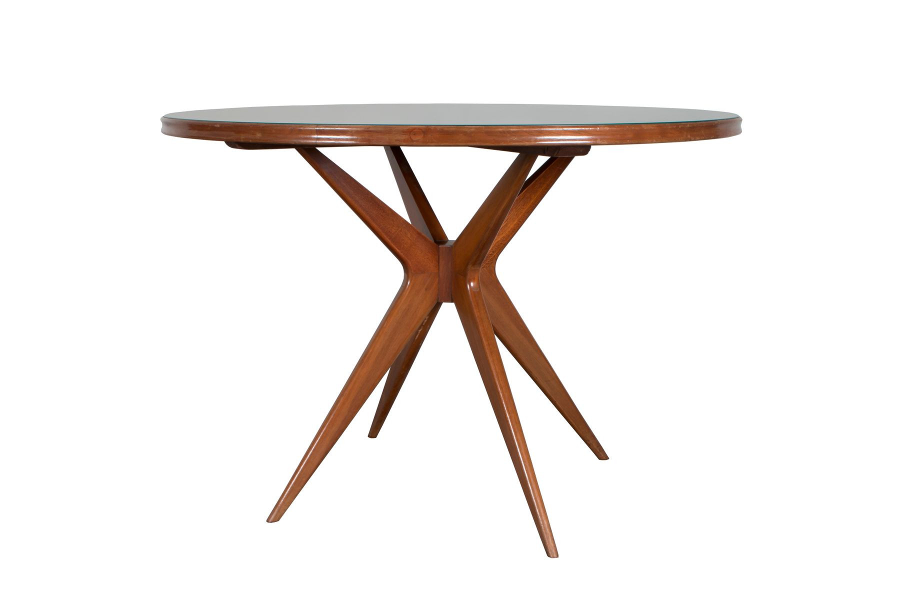 Runder Tisch
 Italienischer Runder Tisch aus Grünglas 1950er bei Pamono