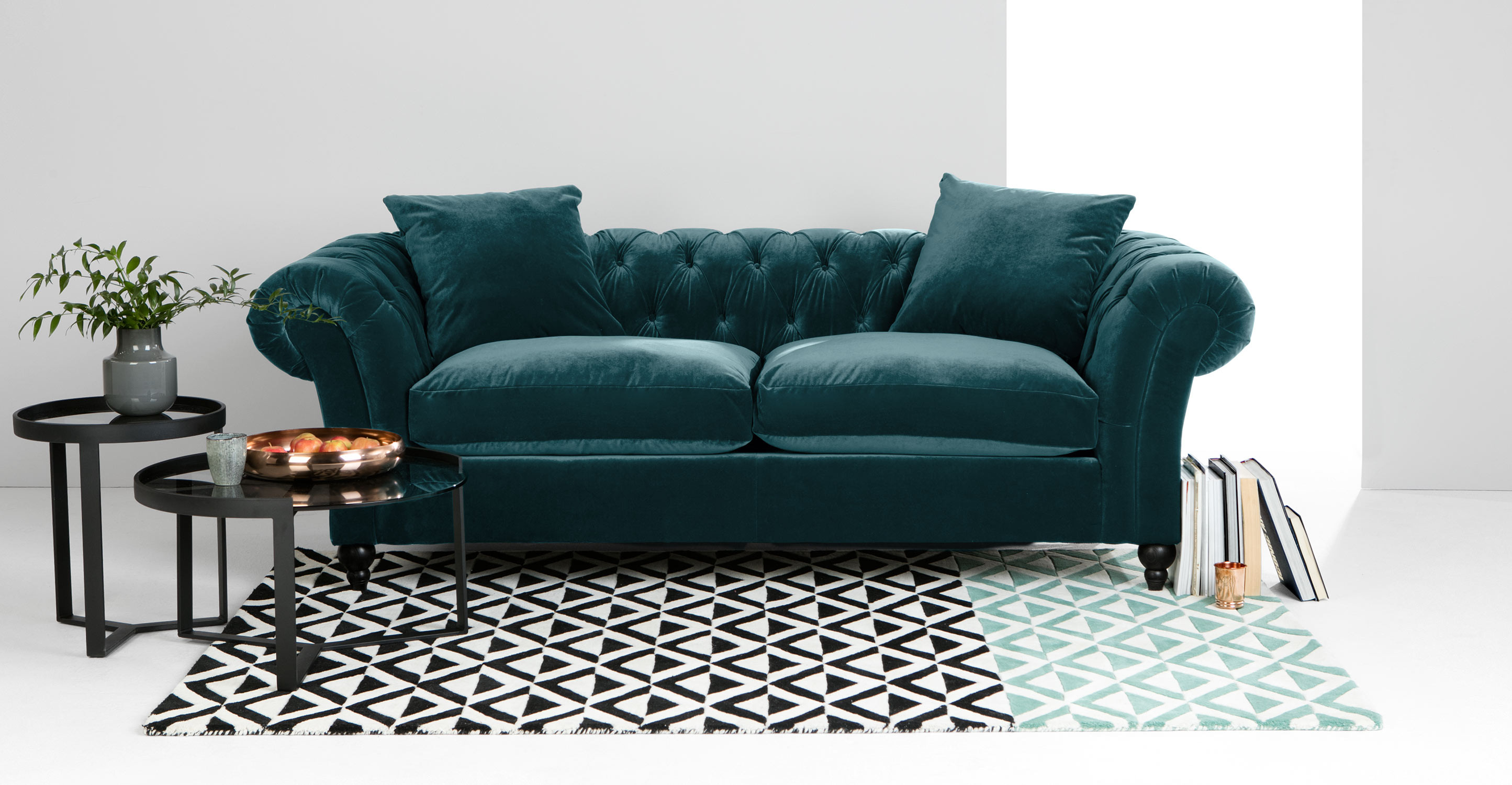 Samt Sofa
 Bardot 3 Sitzer Chesterfield Sofa Samt in Ozeanblau