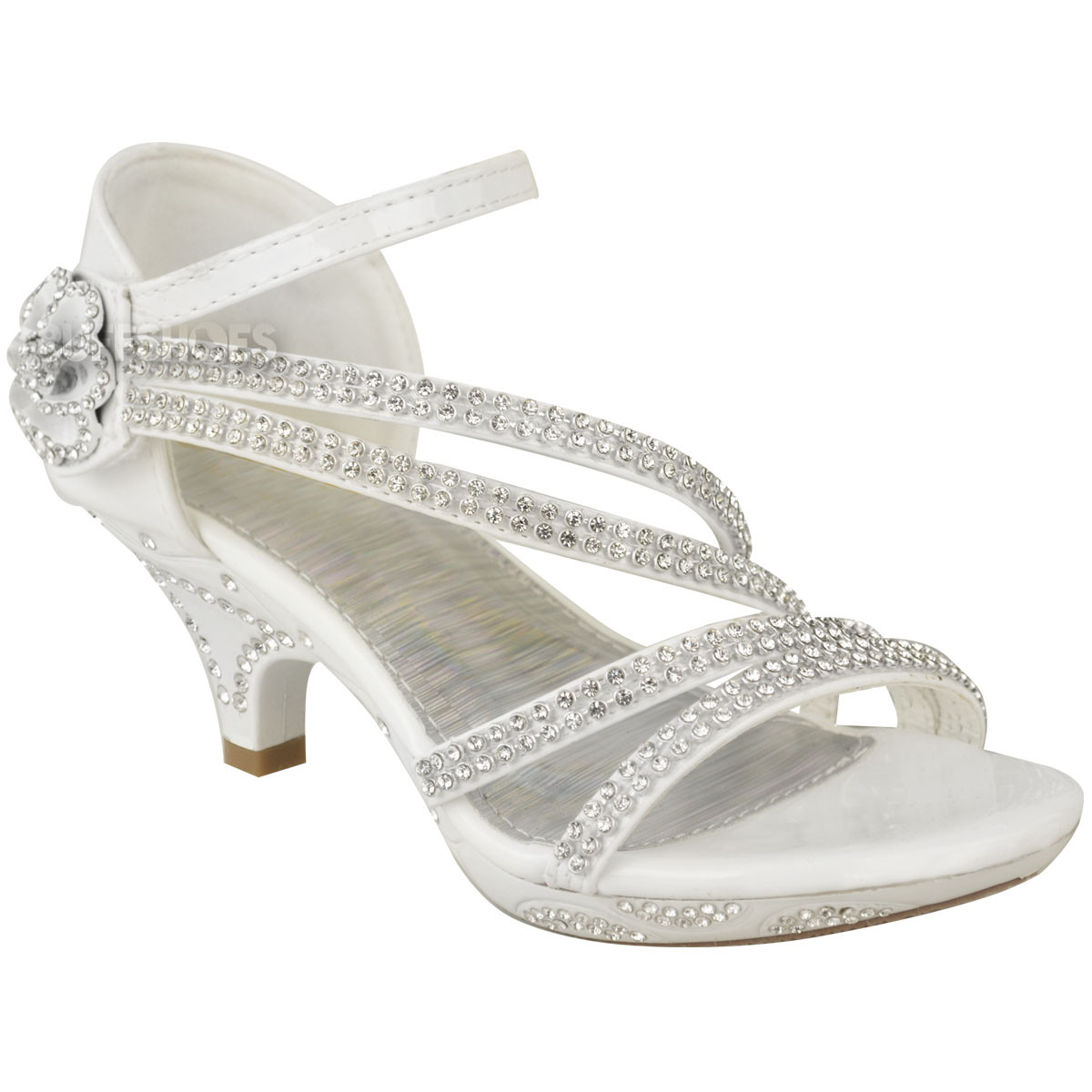 Sandalen Hochzeit
 Mädchen Kinder Niedriger Absatz Hochzeit Strass Sandalen