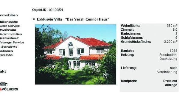 Sarah Connor Haus
 DOKU SOAP Sarah Connor Villa sucht schon neuen Besitzer