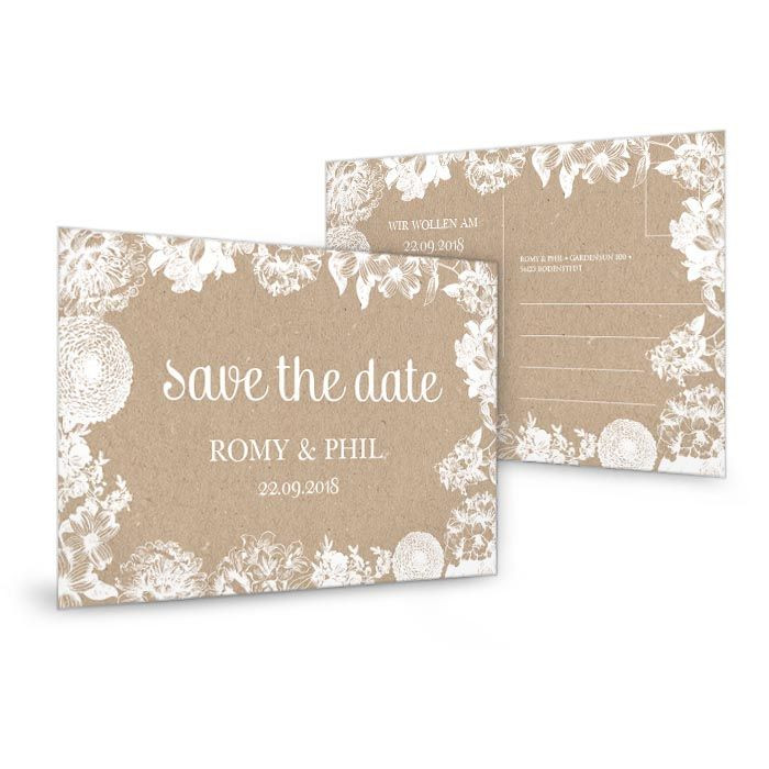 Save The Date Hochzeit
 Save the Date Karte zur Hochzeit im Kraftpapierstil mit